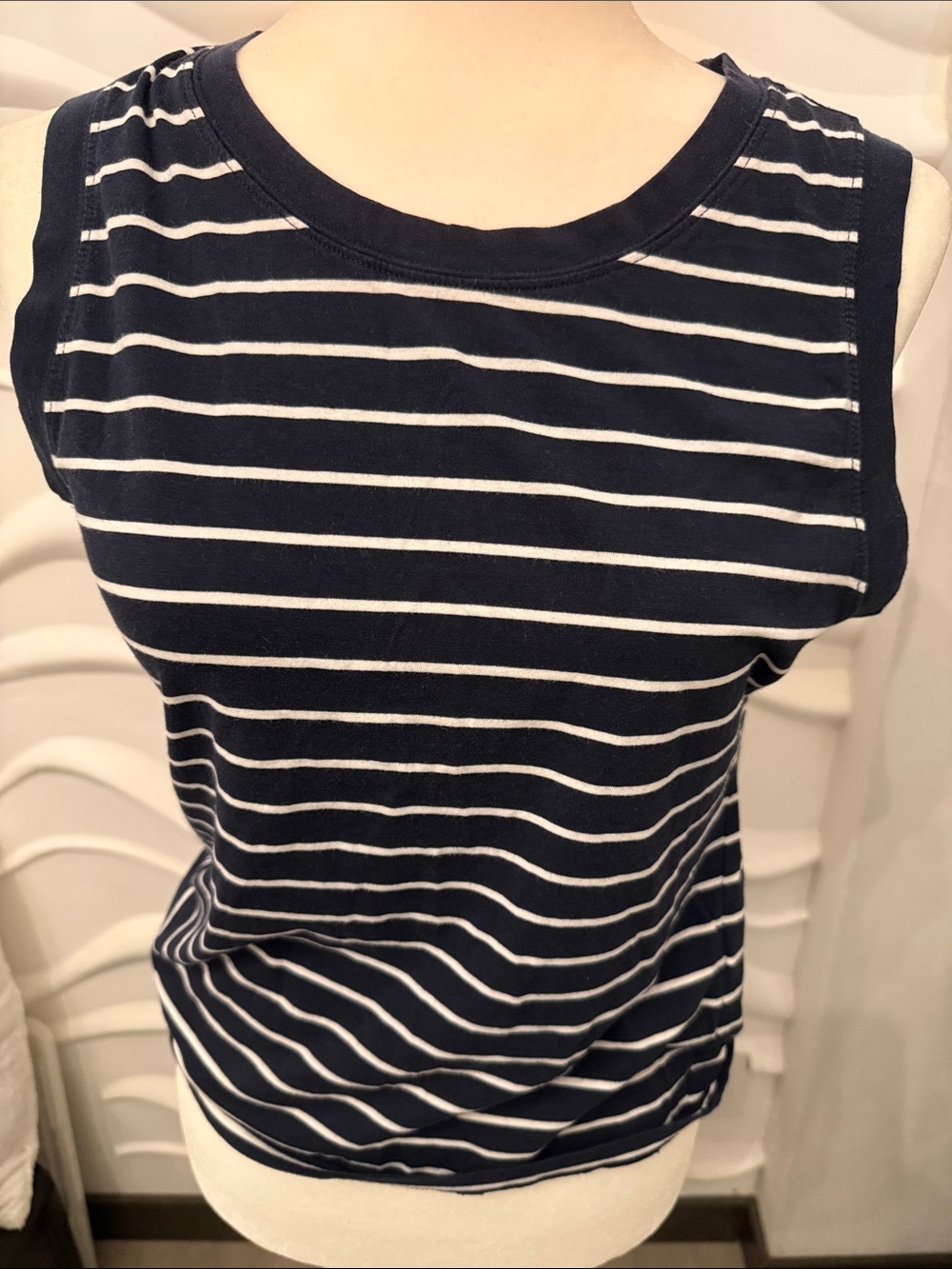 Banana Republic Navy and White Striped Sleeveless Tank